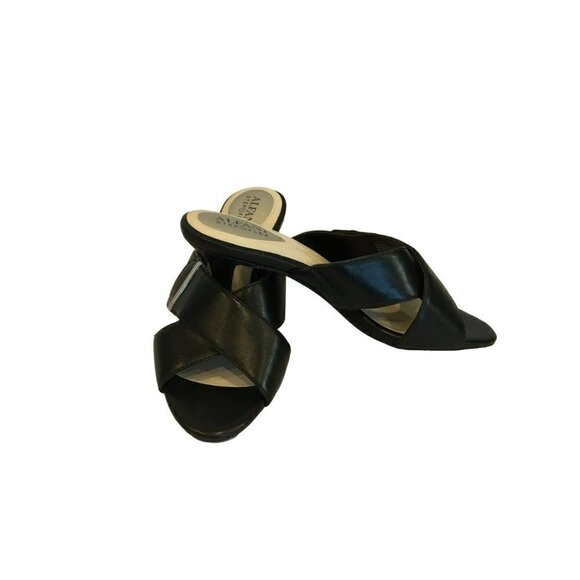 Alfani NWOT Larrk Dress Sandals Step Flex Black Kitten Heel Sz 6M Buckle Accent - Picture 1 of 8
